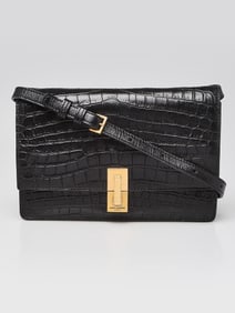 Yves Saint Laurent Black Croc Embossed