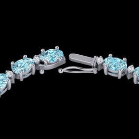 46.5 ctw Sky Blue Topaz & VS/SI Diamond Eternity Necklace 10k White Gold