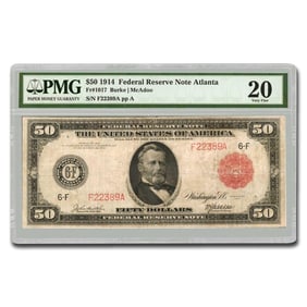 1914 (F-Atlanta) $50 FRN VF-20 PMG