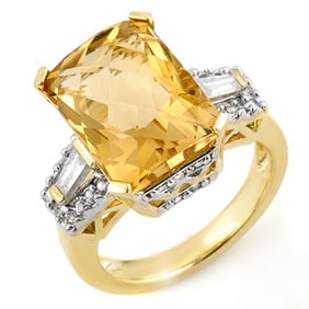 9.55 ctw Citrine & Diamond Ring 10k Yellow Gold