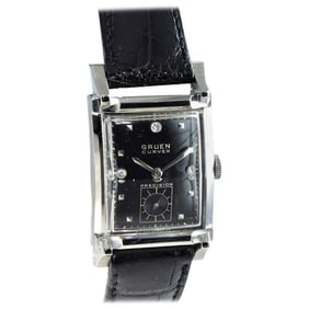 Gruen 14 Karat White Gold Art