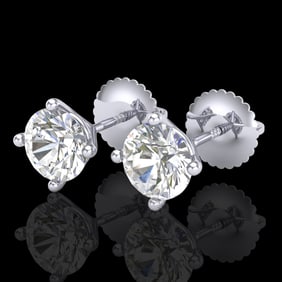 1.5 ctw VS/SI Diamond Solitaire Art Deco Stud Earrings 18k White Gold