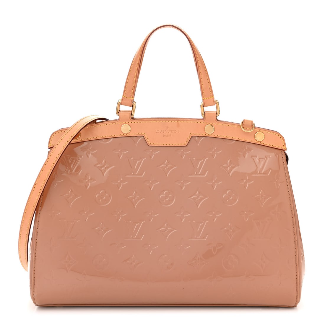 Louis Vuitton Vernis Brea MM Dune: Louis Vuitton Vernis Brea MM Dune Brand: LOUIS VUITTON Condition: Shows Wear Condition Details: Interior: Residue marks, Exterior: Scuffs, discoloration, marks, Handle: Creases, liquid marks, Hardware