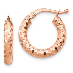14k Rose Gold D/C Hoop Earrings