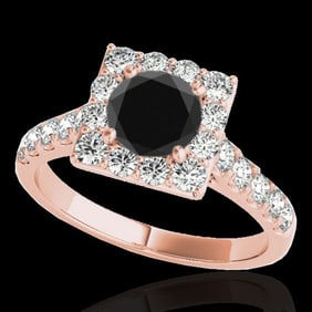 2.5 ctw Certified VS Black Diamond Solitaire Halo Ring 10k Rose Gold