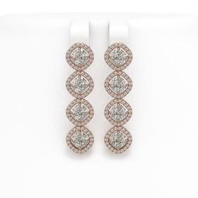 5.85 ctw Cushion Cut Diamond Micro Pave Earrings 18K Rose Gold