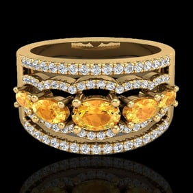 2.25 ctw Citrine & Micro Pave VS/SI Diamond Designer Ring 10k Yellow Gold