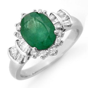 2.01 ctw Emerald & Diamond Ring 18k White Gold
