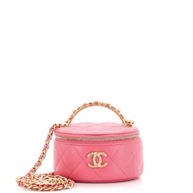 Chanel Pearl Logo Top Handle Round