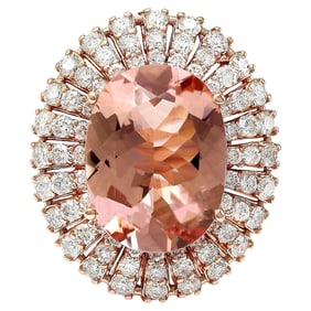 Morganite Diamond Ring 14K Rose Gold