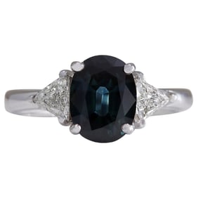 Sapphire Diamond Ring 14K White Gold