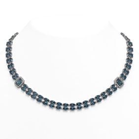 37.96 ctw London Topaz & Diamond Necklace 14K White Gold