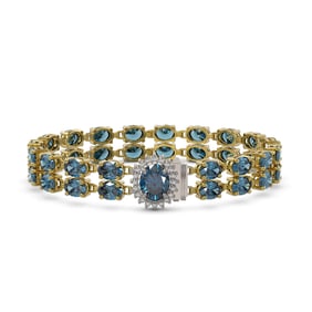 29.22 ctw London Topaz & Diamond Bracelet 14K Yellow Gold