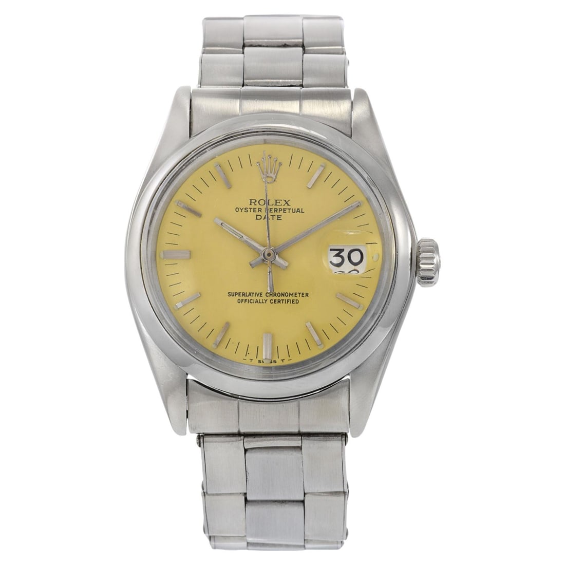 Rolex Oyster Perpetual Date Reference 1500: Rolex Oyster Perpetual Date Reference 1500 Brand: Rolex Case Material: Stainless Steel Strap Material: Stainless Steel Case Shape: Round Movement: Automatic Case Dimensions: Diameter: 1.34 in (34