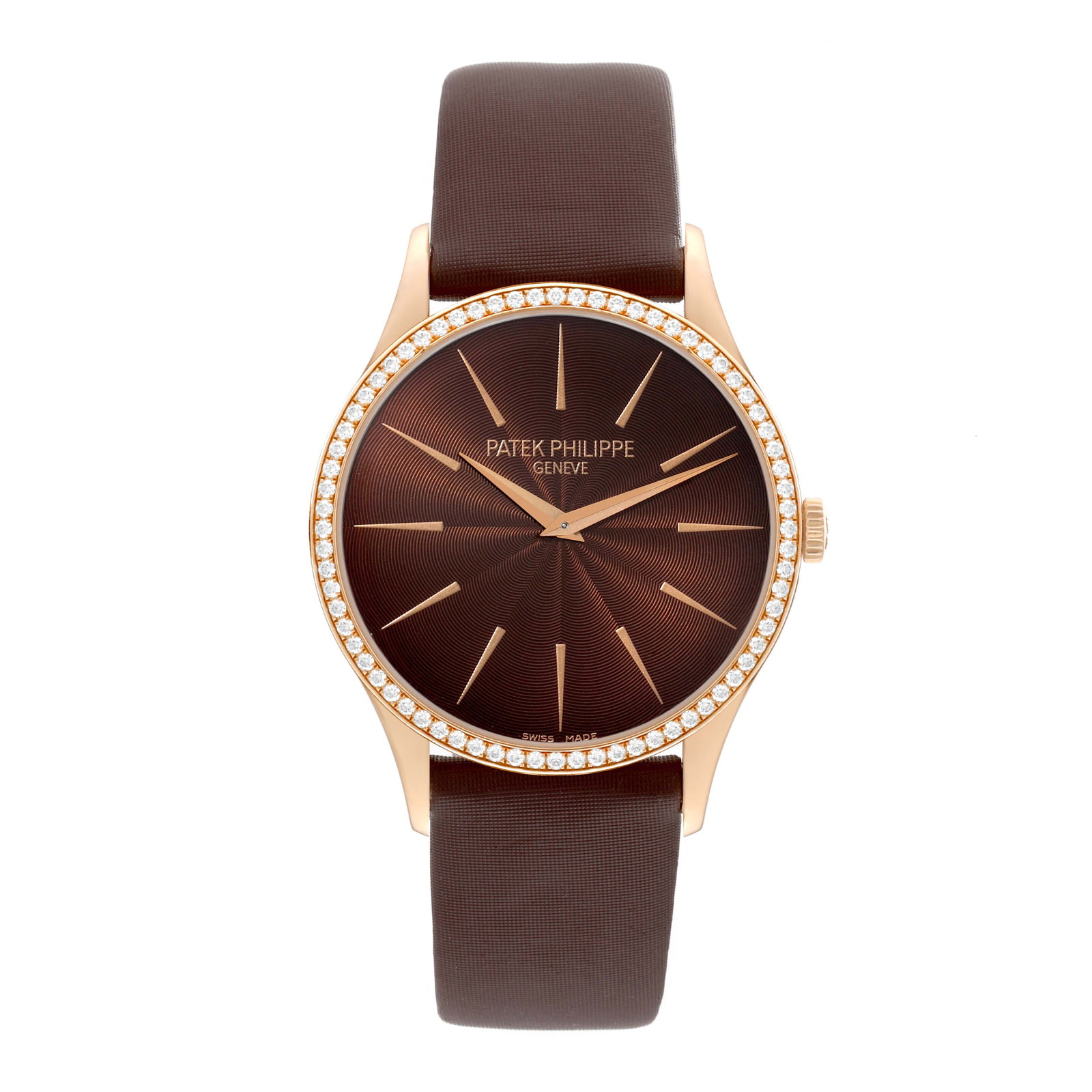 Patek Philippe Calatrava Rose Gold Brown: Patek Philippe Calatrava Rose Gold Brown Dial Diamond Ladies Watch 4897R Papers SKU no: RBJ41989 Brand: Patek Philippe Model Name: Patek Philippe Calatrava Rose Gold Brown Dial Diamond Ladies Watch 48