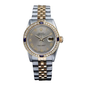 Rolex Datejust Sapphire/Diamond Bezel Grey Roman
