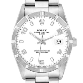 Rolex Date White Dial Engine Turned