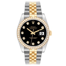 Rolex Datejust Black Dial Steel Yellow