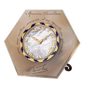 Art Deco Gold Mother-of-Pearl Agate Clock