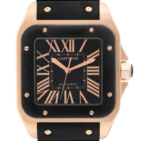 Cartier Santos 100 Rose Gold Black