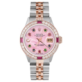 Rolex Ladies Rose Gold Datejust Pink