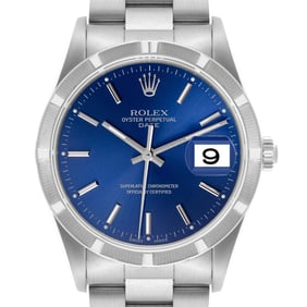 Rolex Date Blue Dial Engine Turned