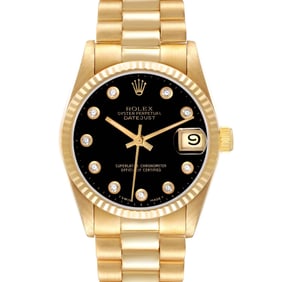 Rolex President Midsize Yellow Gold Onyx