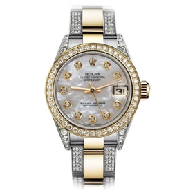 Rolex White Pearl Datejust Oyster Two