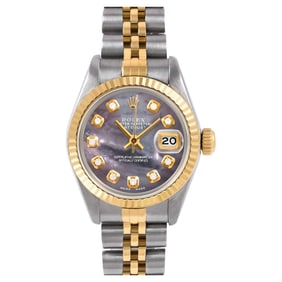 Rolex Ladies Two Tone Datejust Black