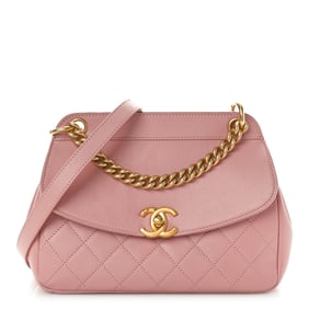 Chanel Lambskin Quilted Curved Flap Pink