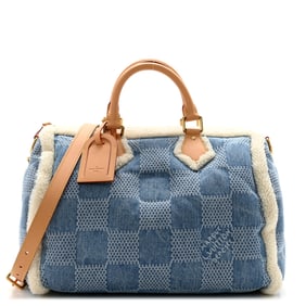 Louis Vuitton Denim Shearling Speedy Bandouliere
