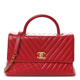 Chanel Calfskin Chevron Quilted Large Coco