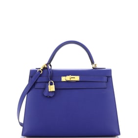 Hermes Kelly Handbag Bleu Electrique Epsom