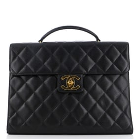 Chanel Vintage CC Briefcase Quilted Caviar