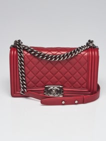 Chanel Red Quilted Lambskin Leather Medium