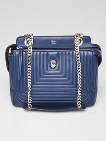 Fendi Blue Quilted Lambskin Leather Dotcom