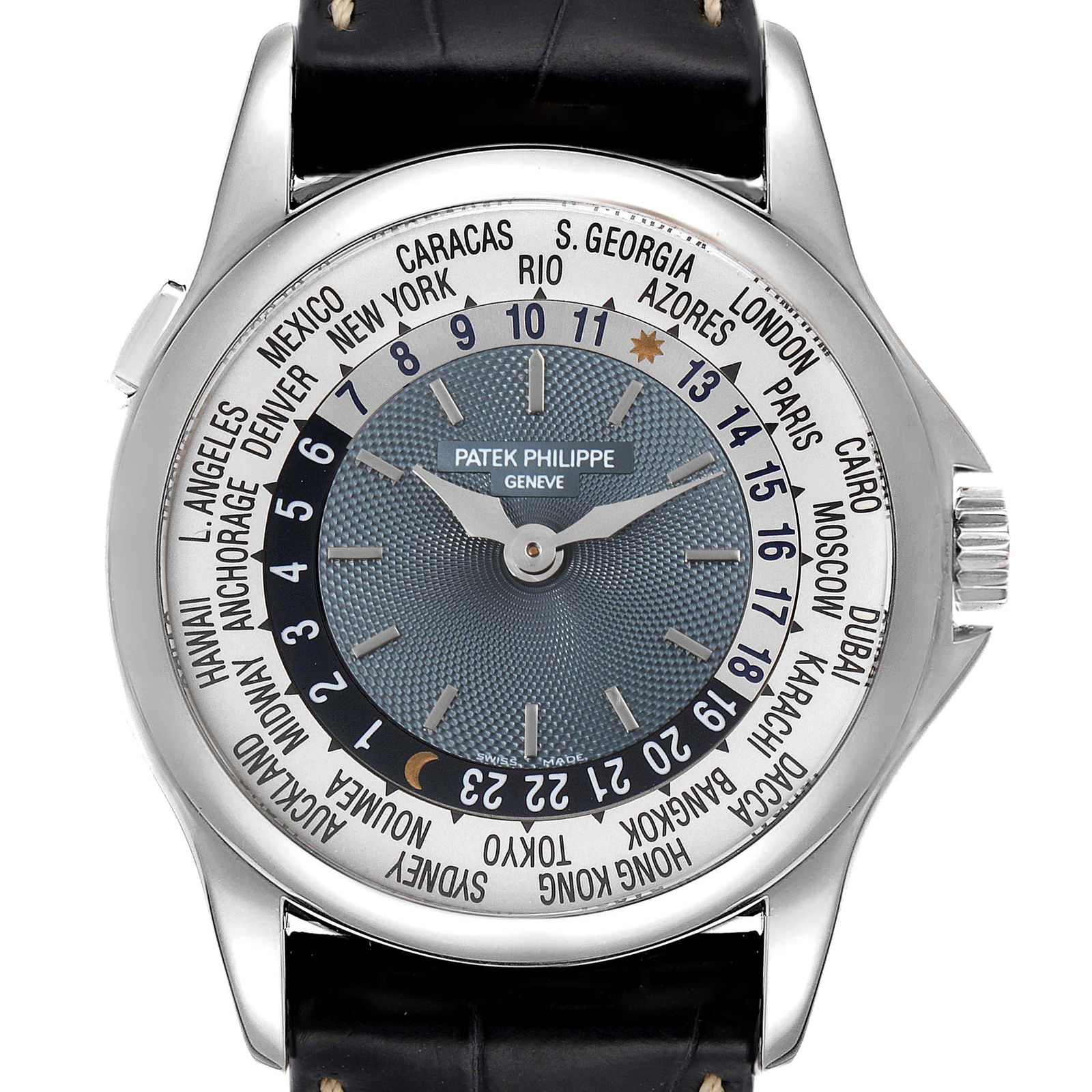 Patek Philippe World Time Complications Platinum: Patek Philippe World Time Complications Platinum Mens Watch SKU no: RBJ42361 Brand: Patek Philippe Model Name: Patek Philippe World Time Complications Platinum Mens Watch 5110p Model Number: 5110P-001