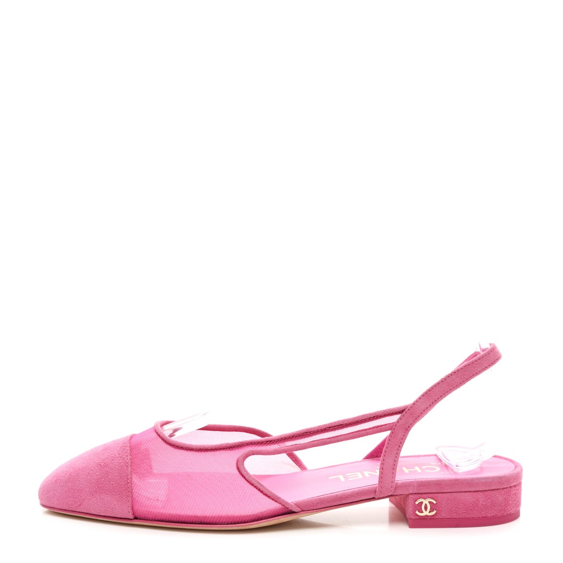 Chanel Mesh Suede Kidskin Cap Toe: Chanel Mesh Suede Kidskin Cap Toe CC Slingback Flat 36 Pink Brand: CHANEL Condition: Shows Wear Condition Details: Other: Scuffs at soles, marks on sole(s), Size: 36 EU Heel: 1 in SKU no: RBJ15673