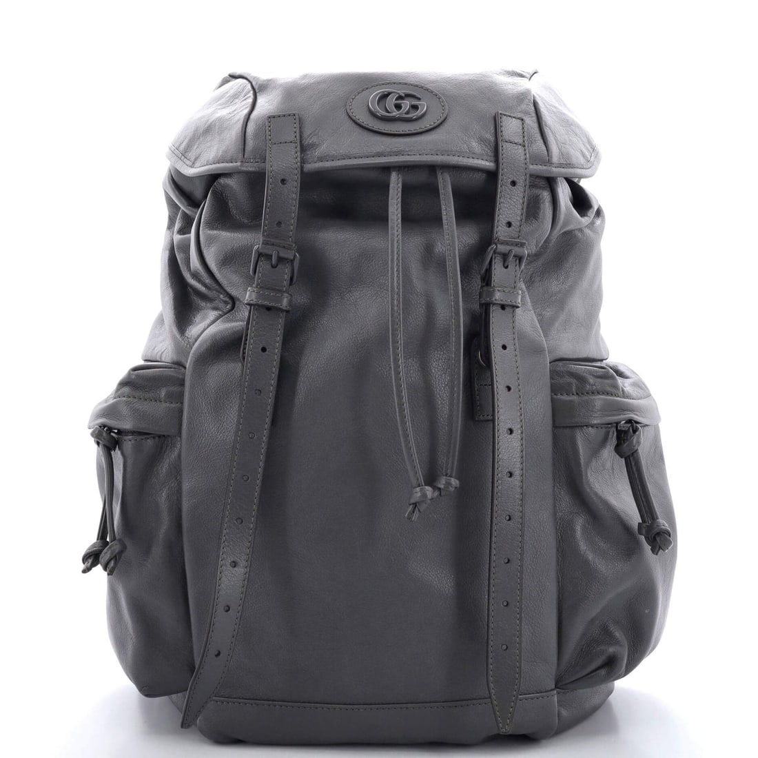 Gucci Tonal GG Double Pocket Belt: Gucci Tonal GG Double Pocket Belt Backpack Leather Large Exterior Color: Gray Interior Color: Brown, Neutral Exterior Material: Leather Interior Material: Canvas Interior Hardware Color: Aged Silver <