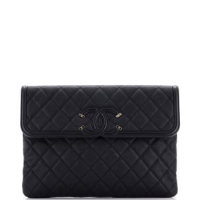 Chanel Filigree Flap Pouch Quilted Caviar