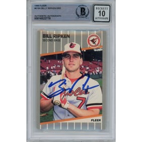 billy ripken autographed/signed fleer 616 trading