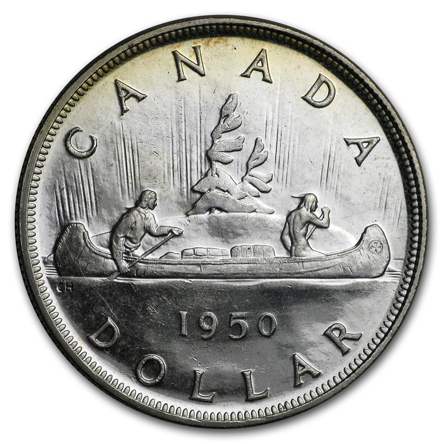 1950 Canada Silver Dollar George VI: 1950 Canada Silver Dollar George VI BU SKU no: RBJ179342 Year: 1950 Grade: Brilliant Unc Grade Service: None Denomination: $1.00 Dollar Mint Mark: RCM (Not Shown) Metal Content: 0.6 troy