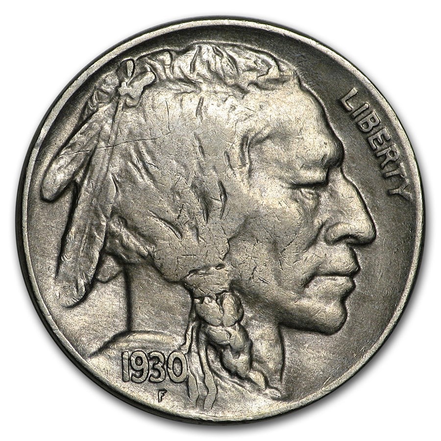 1930-S Buffalo Nickel XF: 1930-S Buffalo Nickel XF Product ID: 16630 Year: 1930 Grade: Extra Fine Grade Service: None Denomination: $0.05 Mint Mark: S - San Francisco Metal Content: 0 troy oz Purity: N/A