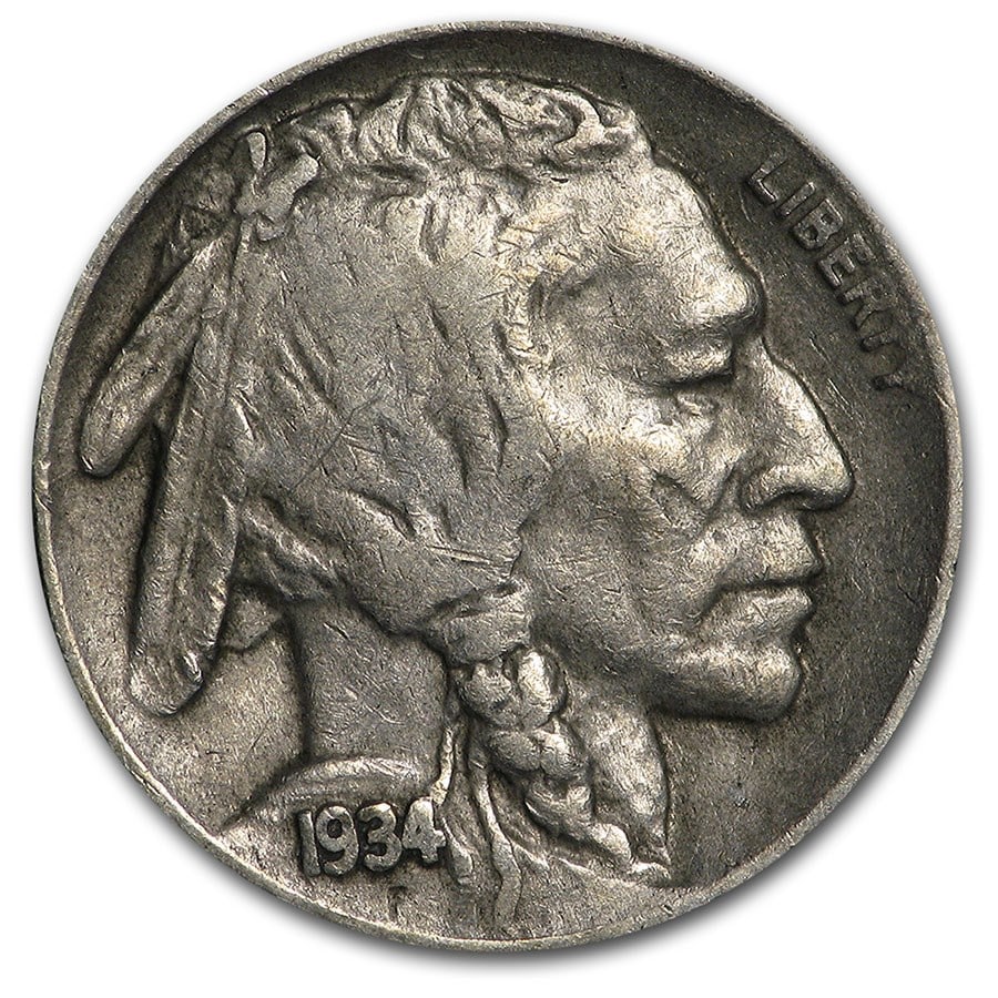 1934-D Buffalo Nickel XF: 1934-D Buffalo Nickel XF Product ID: 36417 Year: 1934 Grade: Extra Fine Grade Service: None Denomination: $0.05 Mint Mark: D - Denver Metal Content: 0 troy oz Purity: N/A