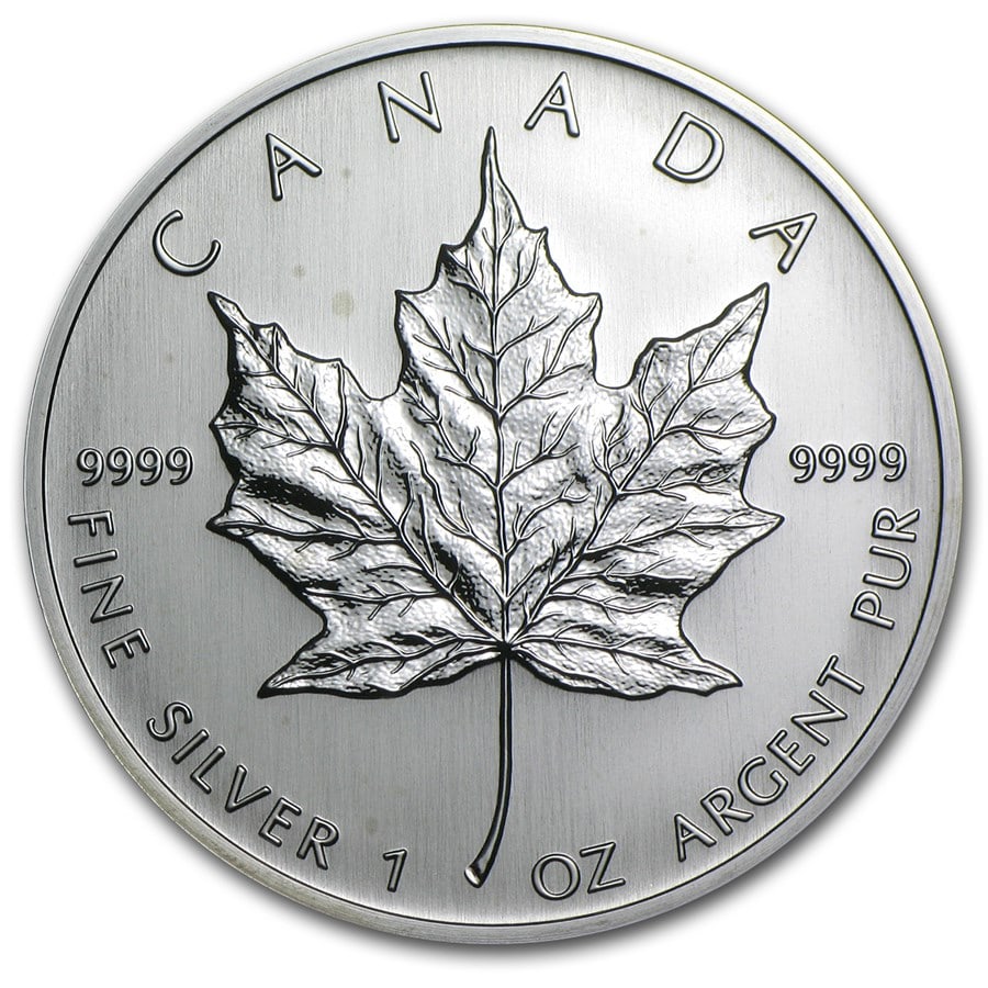 2004 Canada 1 oz Silver Maple Leaf BU: 2004 Canada 1 oz Silver Maple Leaf BU SKU no: RBJ71 Year: 2004 Grade: Brilliant Unc Grade Service: None Denomination: 5 Dollars Mint Mark: RCM (Not Shown) Metal Content: 1 troy oz