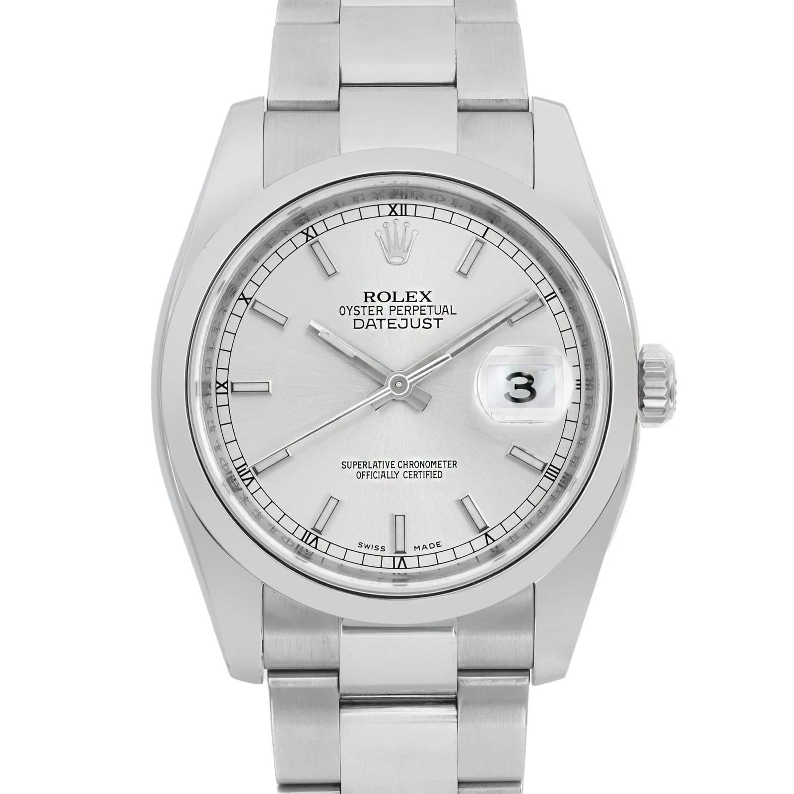Rolex Datejust 36mm Steel Silver Dial Automatic Mens Watch 116200: Rolex Datejust 36mm Steel Silver Dial Automatic Mens Watch 116200 Brand: Rolex Design: Datejust Watch Datejust Collection Case Material: Steel Strap Material: Stainless Steel Case Shape: Round Mov