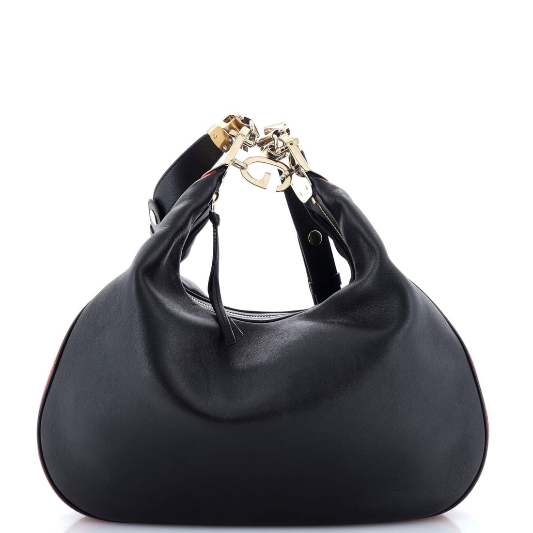 Gucci Attache Shoulder Bag Leather Large: Gucci Attache Shoulder Bag Leather Large ,br> Exterior Color: Black Interior Color: Neutral Exterior Material: Leather Interior Material: Fabric Hardware Color: Gold Accessories: Extra Strap, Detachab