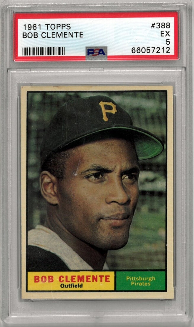 Roberto/Bob Clemente 1961 Topps Baseball Card: Roberto/Bob Clemente 1961 Topps Baseball Card #388- PSA Graded 5 EX Roberto/Bob Clemente 1961 Topps Baseball Card #388- PSA Graded 5 EX SKU no: RBJ7302529777752 Guidelines for Bidding We recommend for