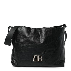 Balenciaga Arena Calfskin Monaco Small East West Hobo Bag Black