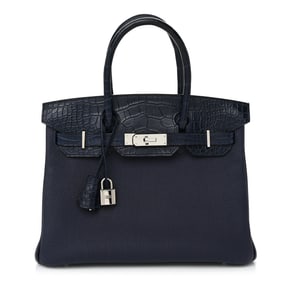 Hermes Togo Matte Alligator Birkin Touch 30 Bleu Nuit Bleu Indigo